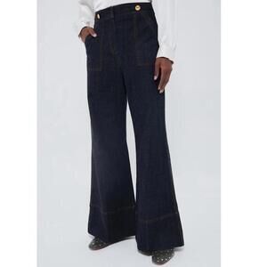 Tuckernuck Navy Wide-Leg Dark Denim Pants India Hicks Size 10 NWT